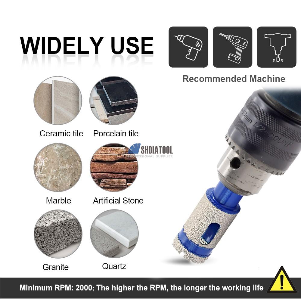 Diameter 20/25mm Vacuum Brazed Diamond Drilling Finger Milling Core Drill Bits Triangular shank For Ceramic Tile Marble Granite