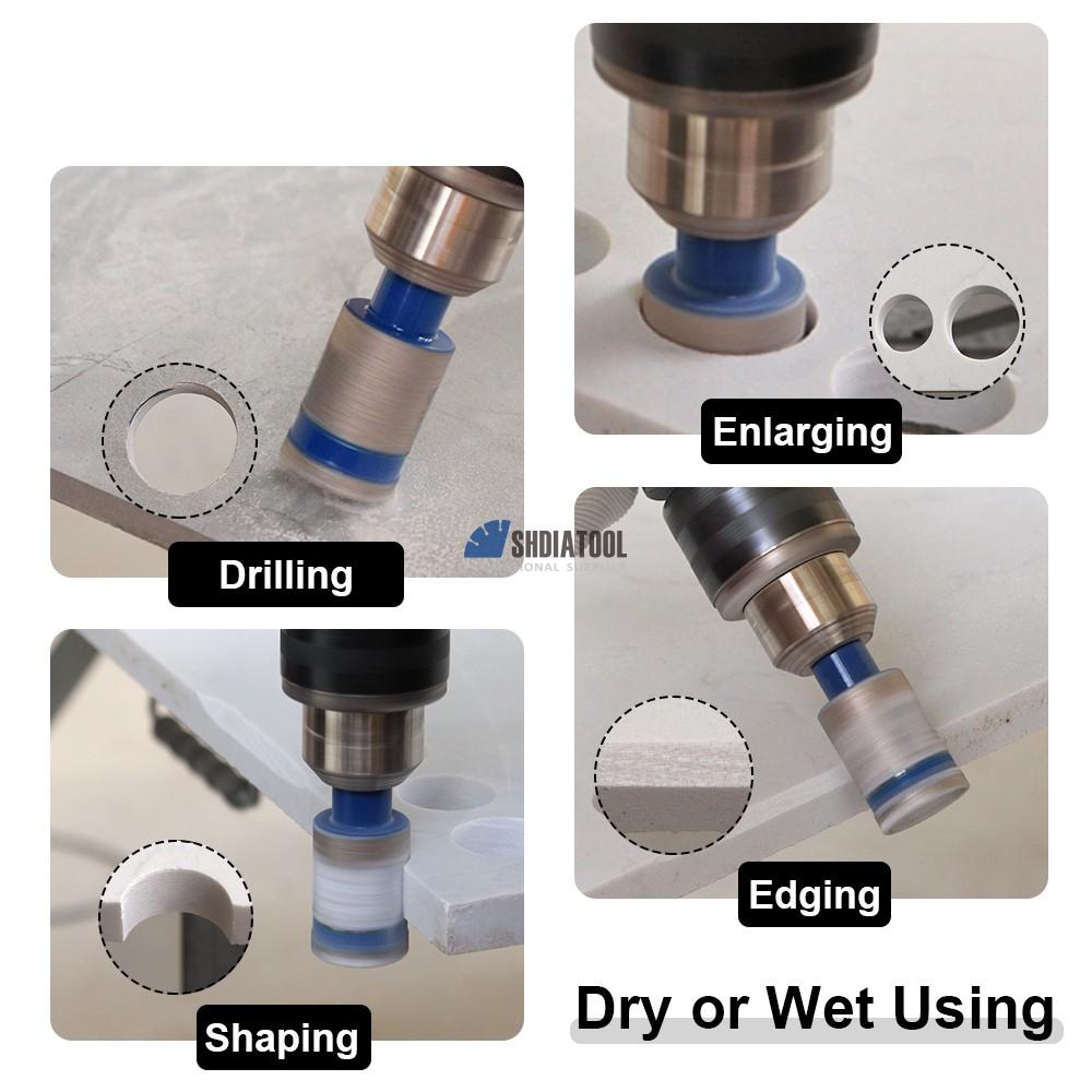 Diameter 20/25mm Vacuum Brazed Diamond Drilling Finger Milling Core Drill Bits Triangular shank For Ceramic Tile Marble Granite