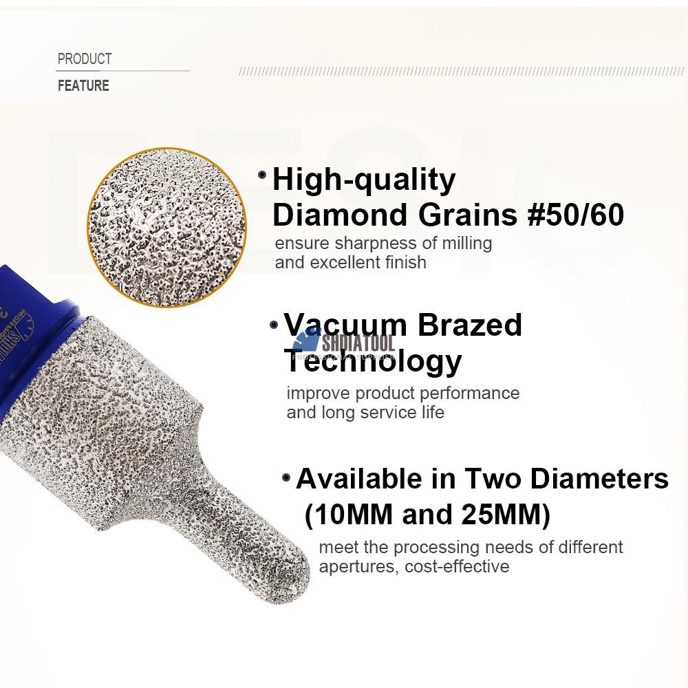 Vacuum Brazed Diamond Finger Bit Brazing Milling Cutter for Ceramic Tile Granite Marble