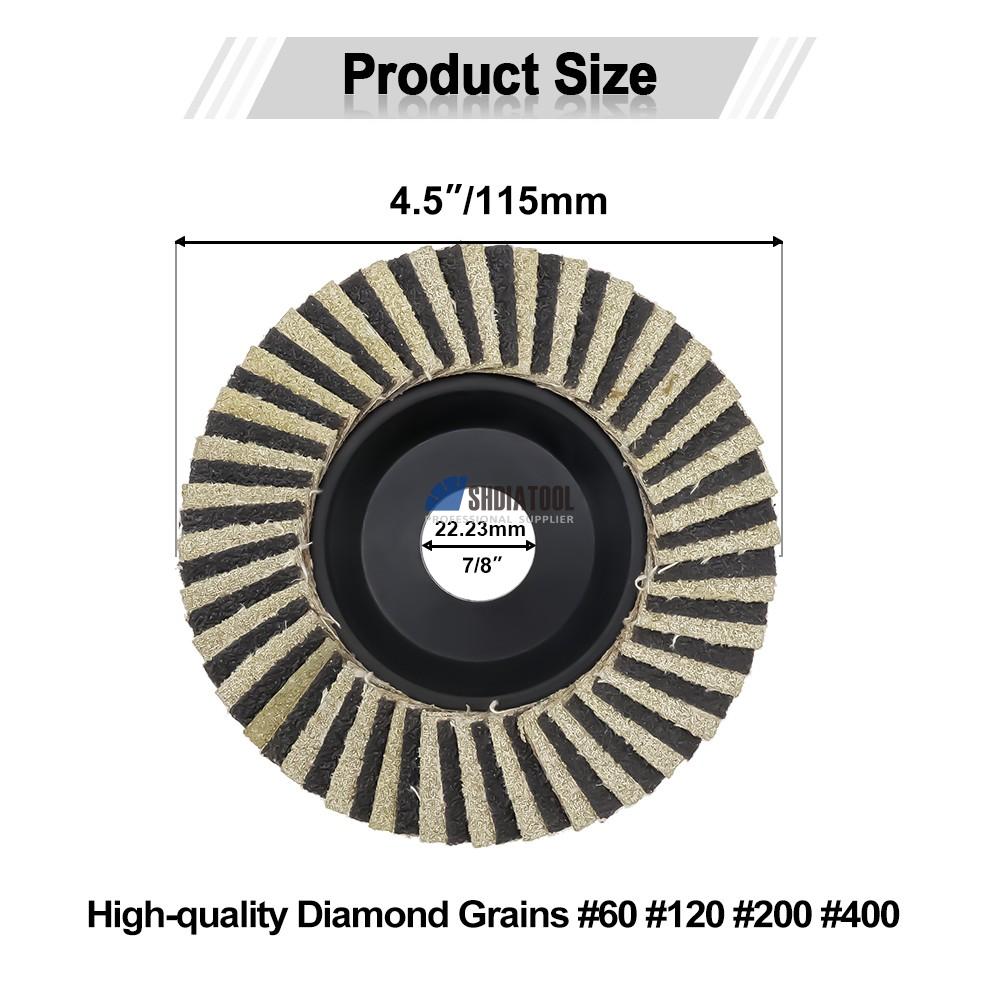 4.5in Diamond Flap Grinding Disc Electroplated Abrasive Concrete Grinding Wheel Sanding Disc for Angle Grinder