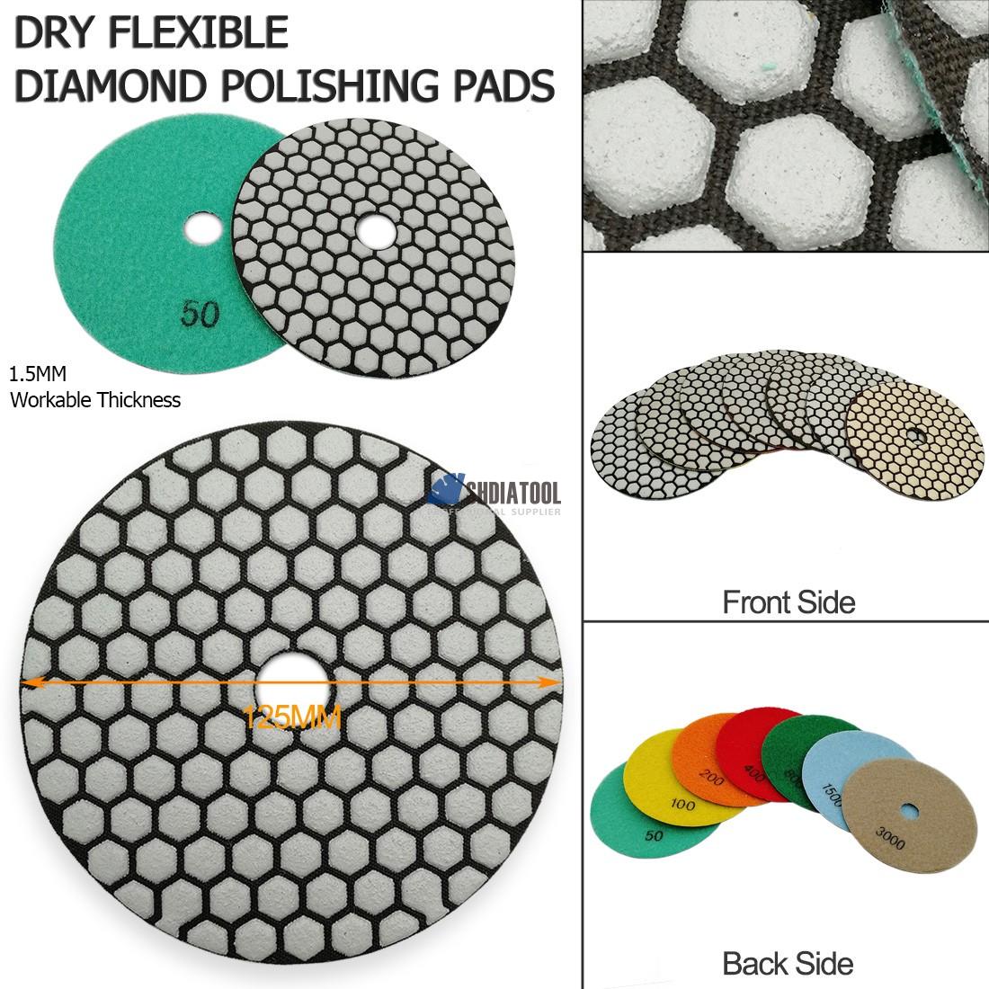 5''/125mm B-Class Top Quality Diamond Flexible Dry Abrasive Polishing Pad Polishing Sanding Disc for Marble Granite Tile