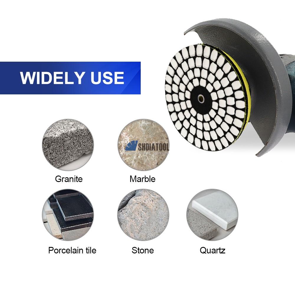 4inch 4PCS/Set of 4-Step Dry or Wet Use Diamond Flexible Polishing Pads Sanding Disc for Granite Concrete Marble Stone Quartz