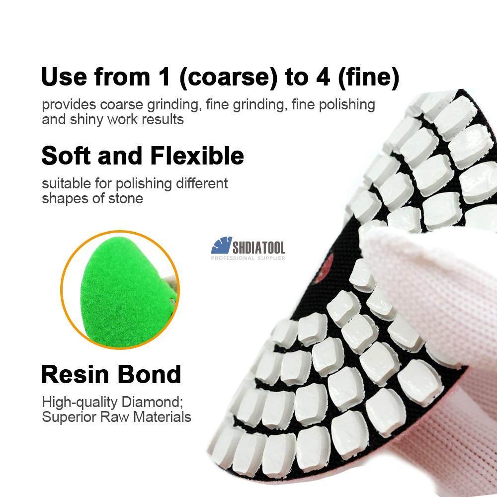 4inch 4PCS/Set of 4-Step Dry or Wet Use Diamond Flexible Polishing Pads Sanding Disc for Granite Concrete Marble Stone Quartz