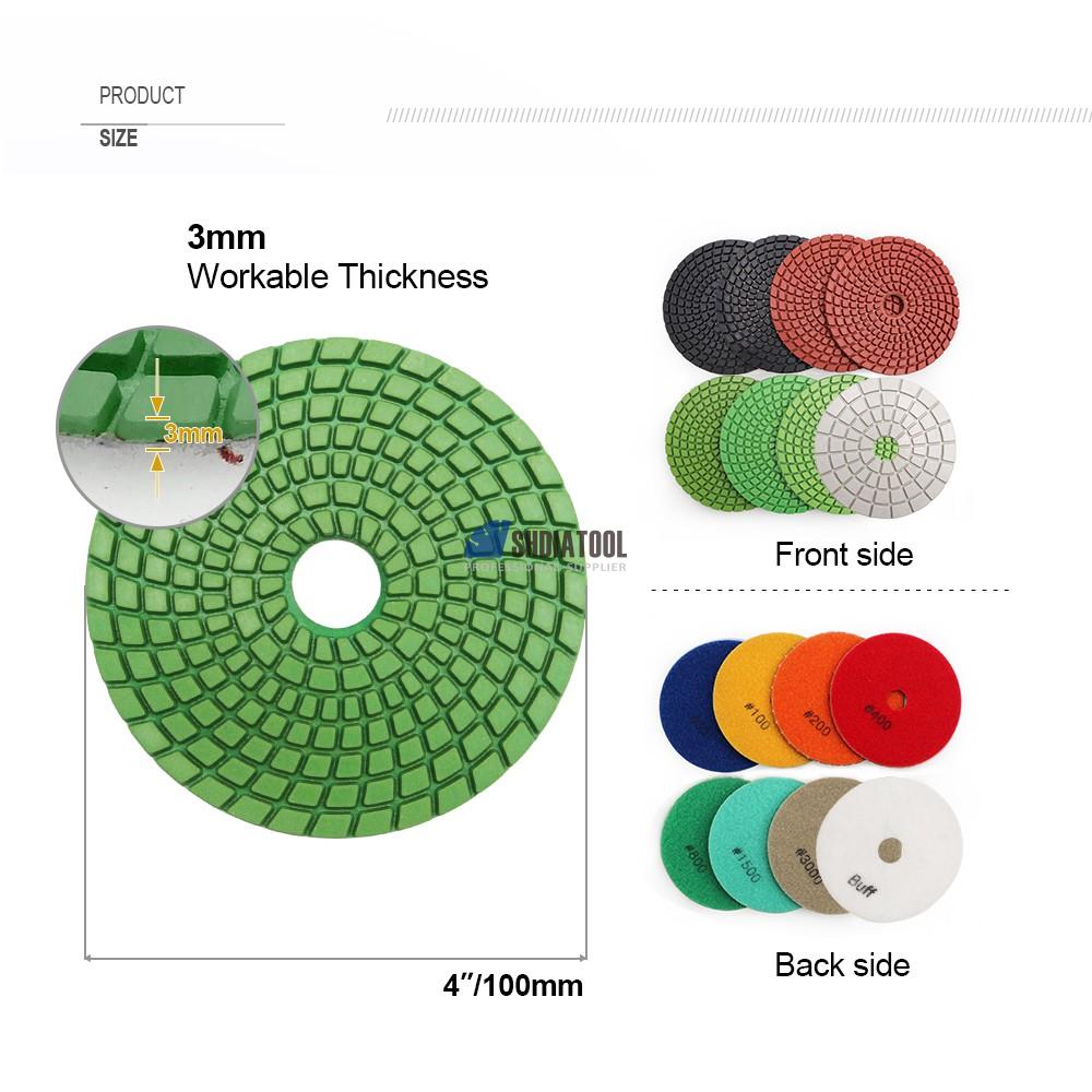 4inch/100mm A-Class Diamond Flexible Wet Polishing Pad Polishing Disc Sanding Disc for Marble Granite Tile