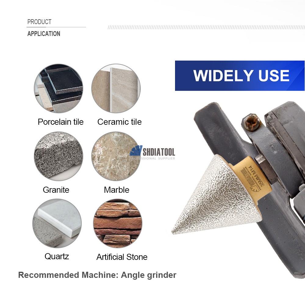 20/35/50mm Vacuum Brazed Diamond Golden Beveling Chamfer Hole Trimming Milling Bits With M14 thread