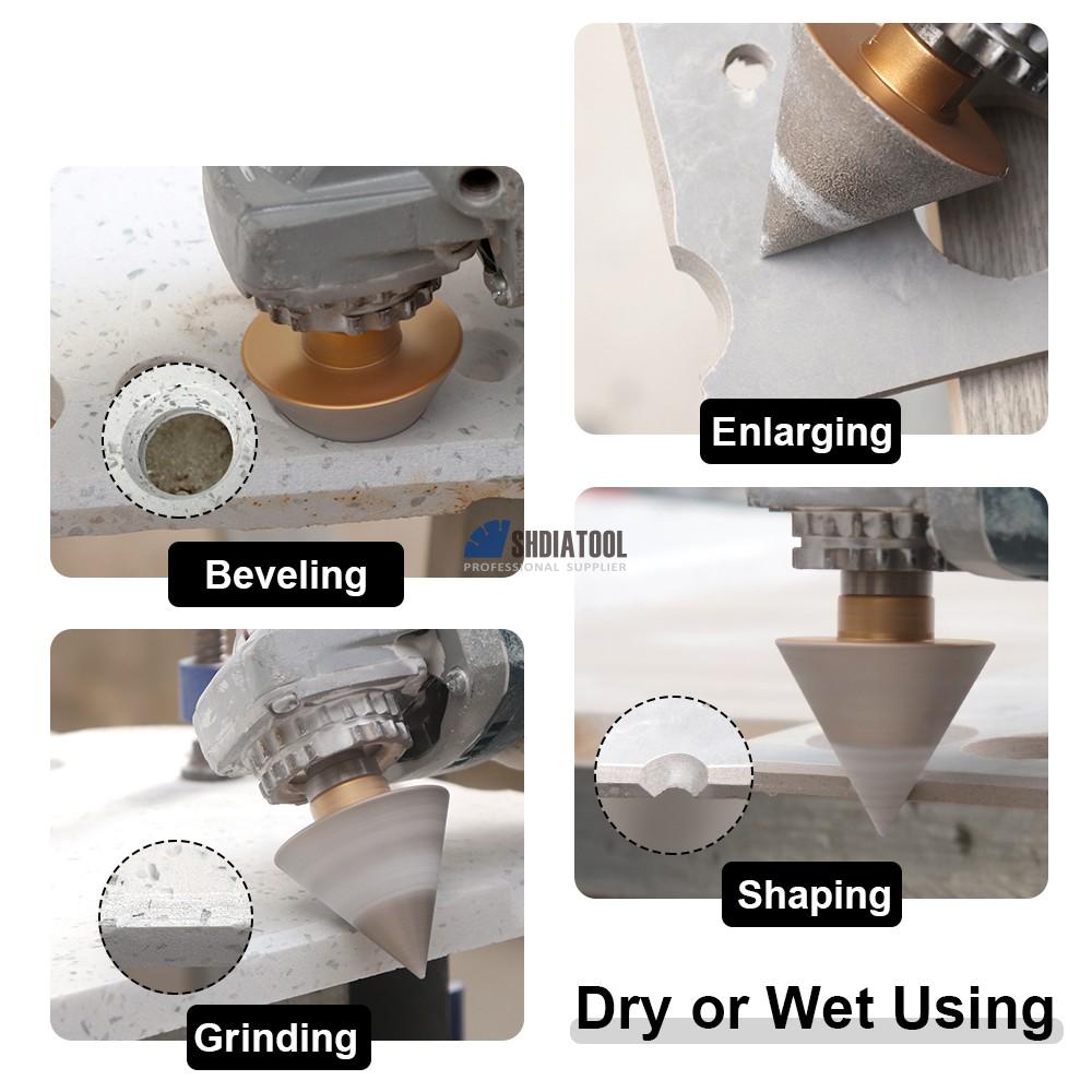 20/35/50mm Vacuum Brazed Diamond Golden Beveling Chamfer Hole Trimming Milling Bits With M14 thread