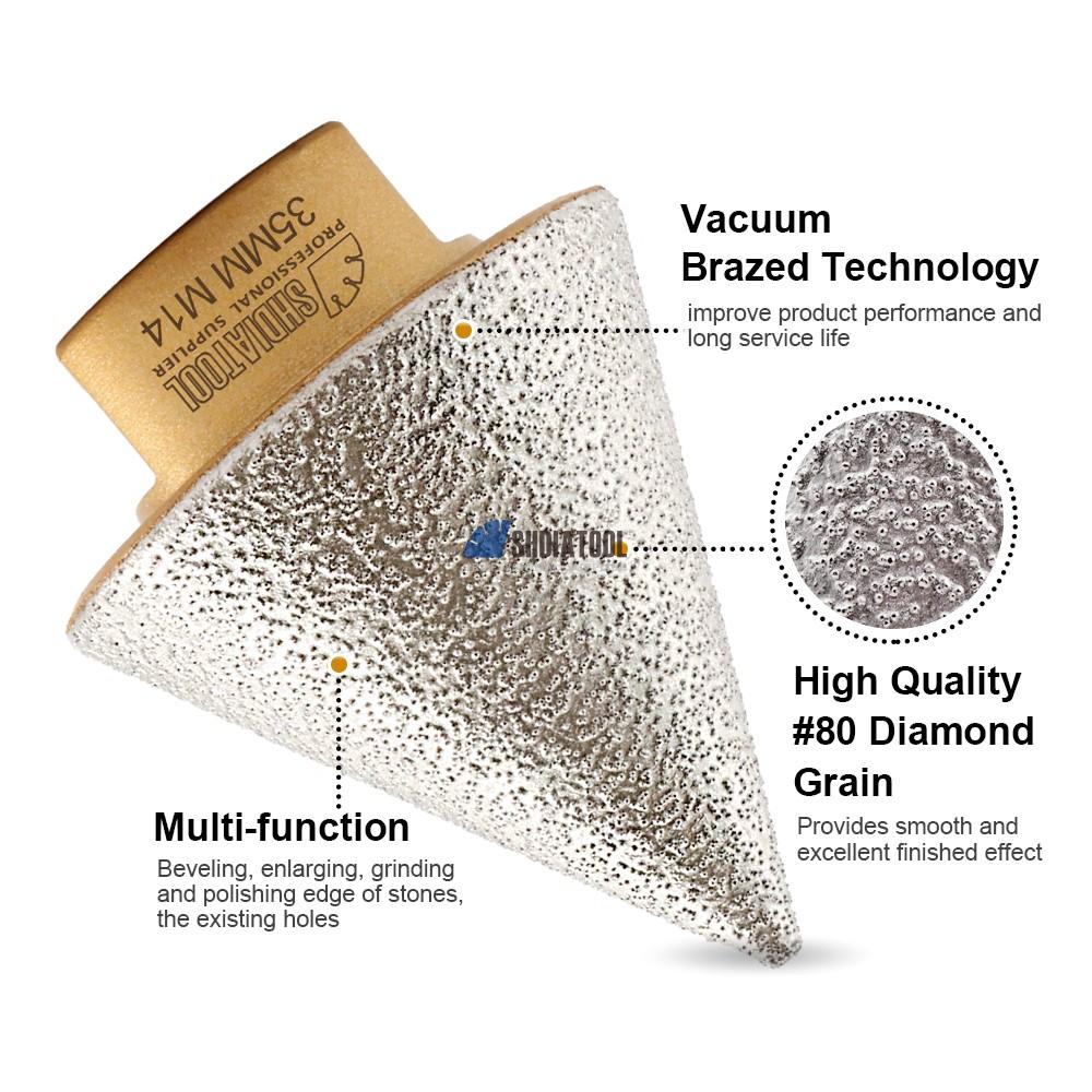 20/35/50mm Vacuum Brazed Diamond Golden Beveling Chamfer Hole Trimming Milling Bits With M14 thread