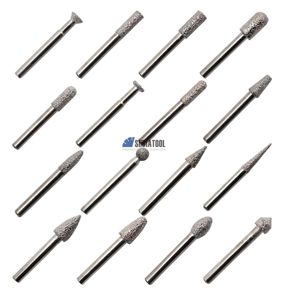 Diamond Grinding Burr Drill Bit Grit46 Diamond Coated Grinding Head Stone Marble Granite Carving Engraving Bits for Rotary Tools