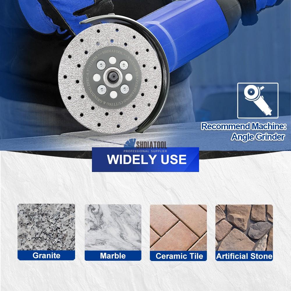 4in/4.5in/5in Vacuum Brazed Diamond Grinding Wheel Cut Off Wheel Abrasive Cutting Disc 5/8''-11 Flange For Angle Grinder