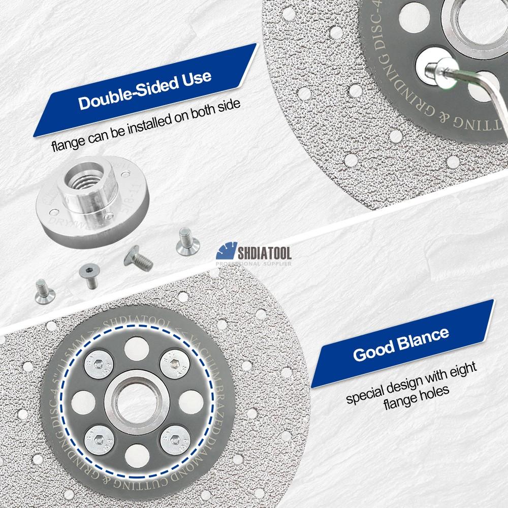 4in/4.5in/5in Vacuum Brazed Diamond Grinding Wheel Cut Off Wheel Abrasive Cutting Disc 5/8''-11 Flange For Angle Grinder