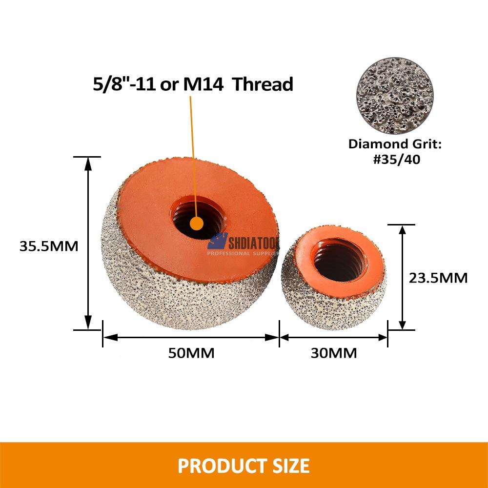 30/50mm M14/5/8''-11 Diamond Milling Bits Round Grinding Head Stone Pebble Mushroom Head Abrasive Tool Flowerpot Arc Grinder