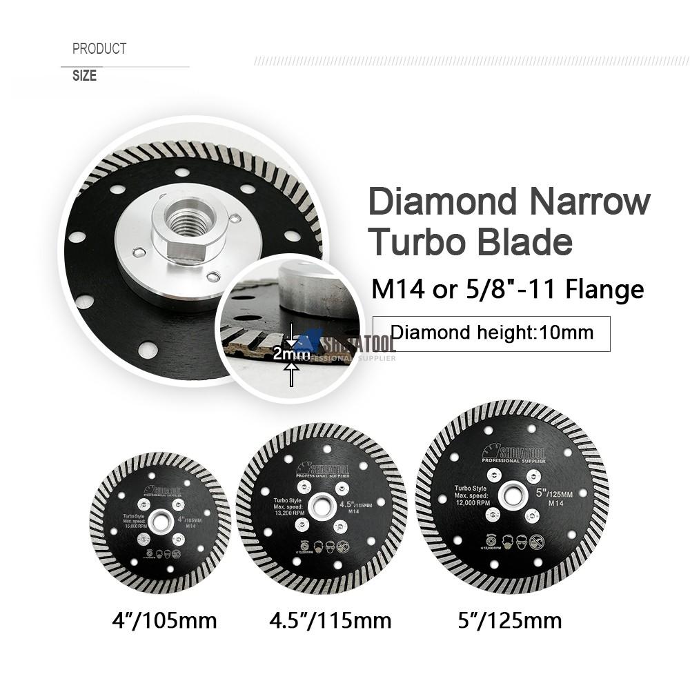 Dia 105/115/125mm 5/8''-11/M14 Flange Diamond Narrow Turbo Cutting Saw Blade Cutting&Grinding Disc