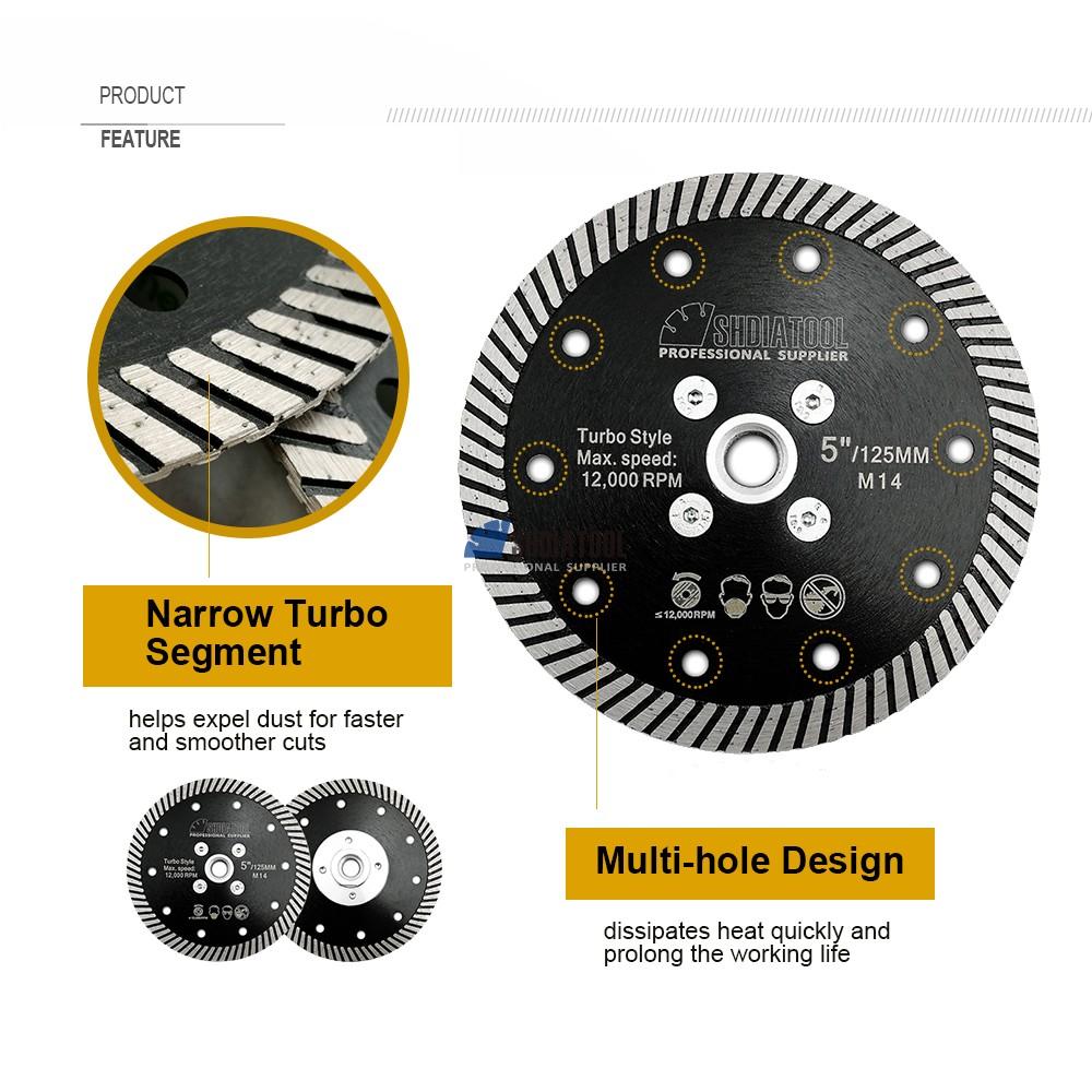 Dia 105/115/125mm 5/8''-11/M14 Flange Diamond Narrow Turbo Cutting Saw Blade Cutting&Grinding Disc