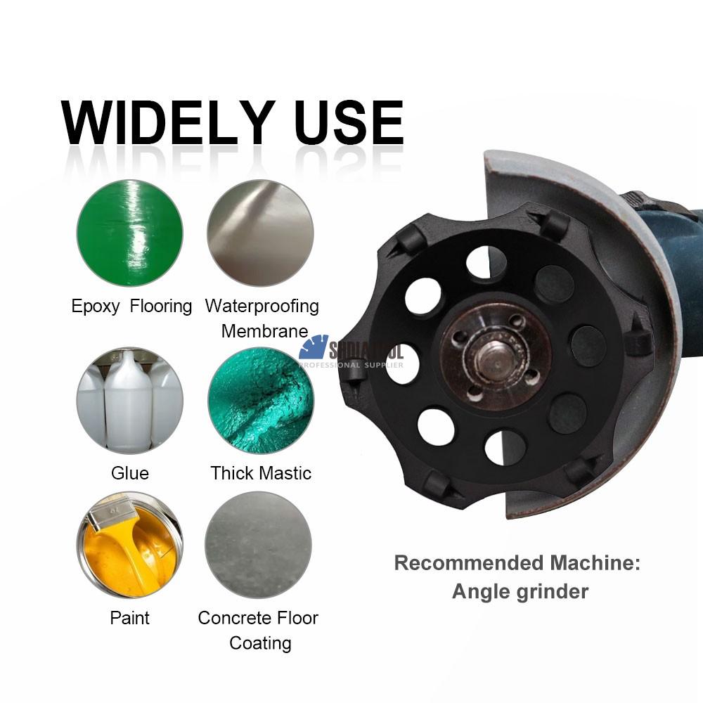4.5in/5in Diamond PCD Grinding Cup Wheel Grinding Cutting Disc PCD Segment Cutting Wheel For Epoxy Glue Concrete Removal