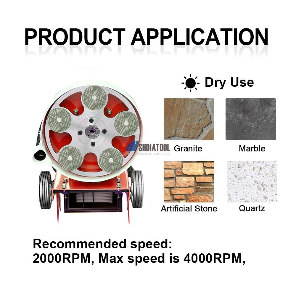 6 Inch Dry Diamond Polishing Pads For Granite Marble Quartz Stone Dry Polishing Flexible Diamond Sanding Pad Polishing Disc