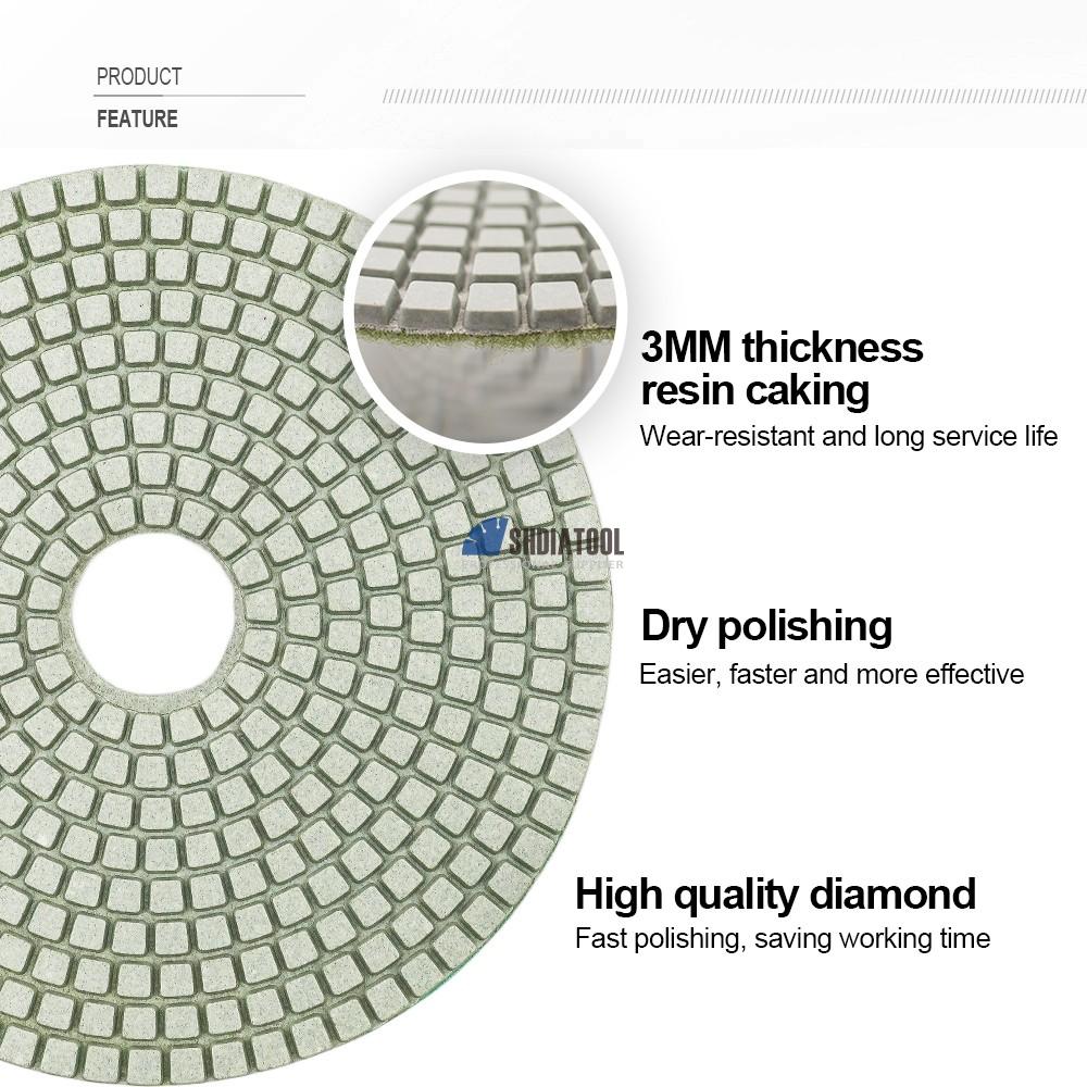 6 Inch Dry Diamond Polishing Pads For Granite Marble Quartz Stone Dry Polishing Flexible Diamond Sanding Pad Polishing Disc