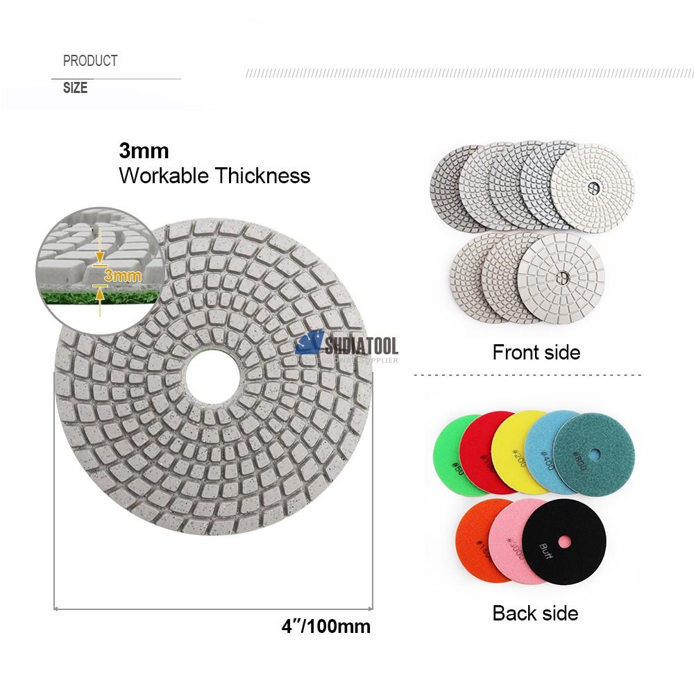 4in/100mm Wet Flexible Diamond Polishing Pads High Efficiency Marble Granite Polishing Pad Sanding Disc