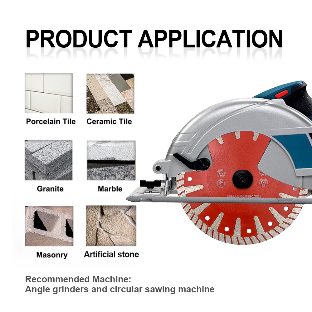 7''/180mm Hot-pressed Diamond T-Type Turbo Protection Teeth Saw Blade Cutting Wheel