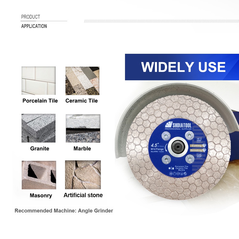 105/115/125mm Hexagonal Double Sides Diamond Saw Blade Cutting&Grinding Disc for Tile Marble Granite with 5/8