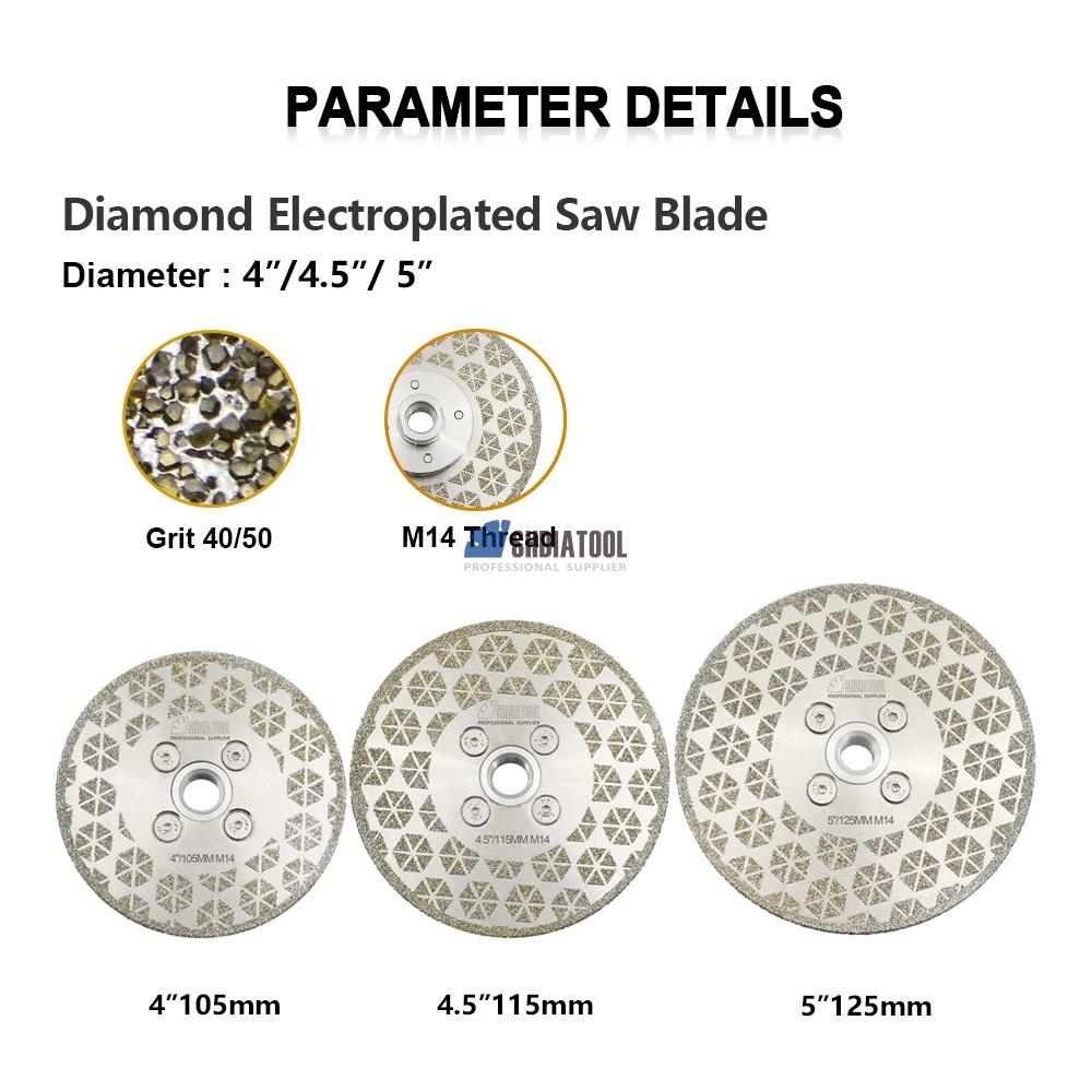 4''/4.5''/5'' Double Side Electroplated Diamond Saw Blade Cutting Wheel Diamond Grinding Disc with M14/ 5/8