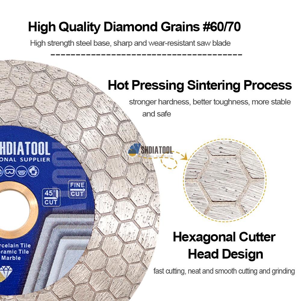4/4.5/5inch Hexagonal Double Sided Professional Fast Cut Diamond Saw Blade Diamond Cutting Grinding Disc for Tile Granite Marble