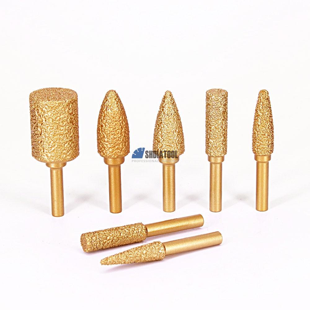 Durable Brazed 6mm Shank Diamond Grinding Carving Tool Metal Burrs Grinding Head Bit for Cast Iron Steel Trim Burrs Router Bits