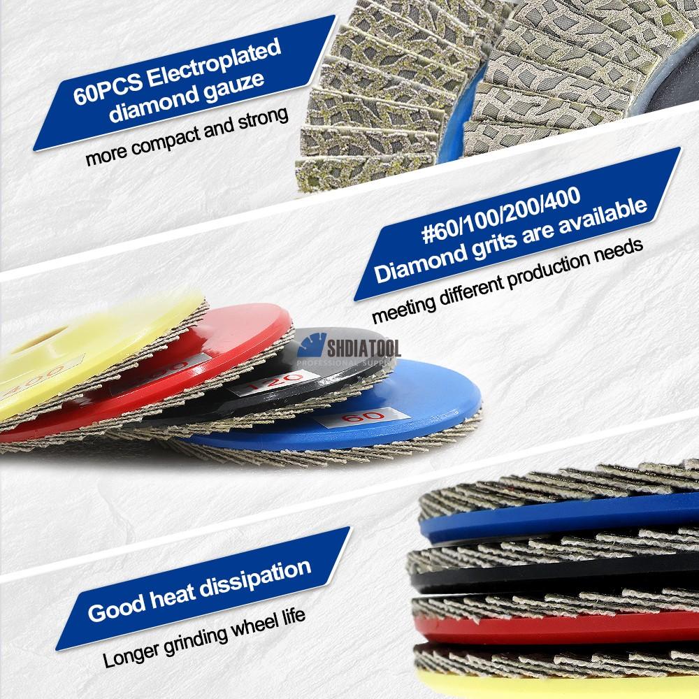 4.5inch Electroplated Diamond Flap Grinding Disc Grinding Cup Wheel Abrasive Disc for Granite Marble Grit 60/120/200/400