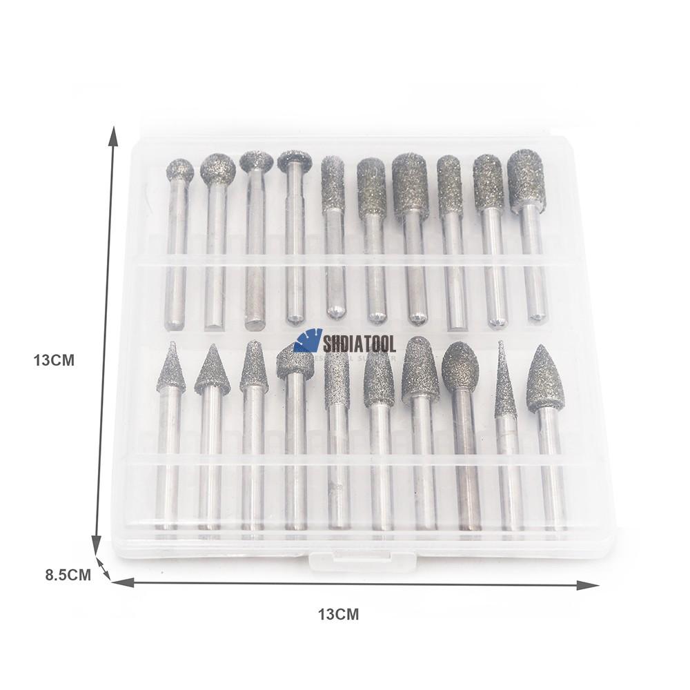 Whole set Electroplated Diamond Grinding Bits Grinding Heads Carving Bits Grinding Burrs for Granite Stone Concrete