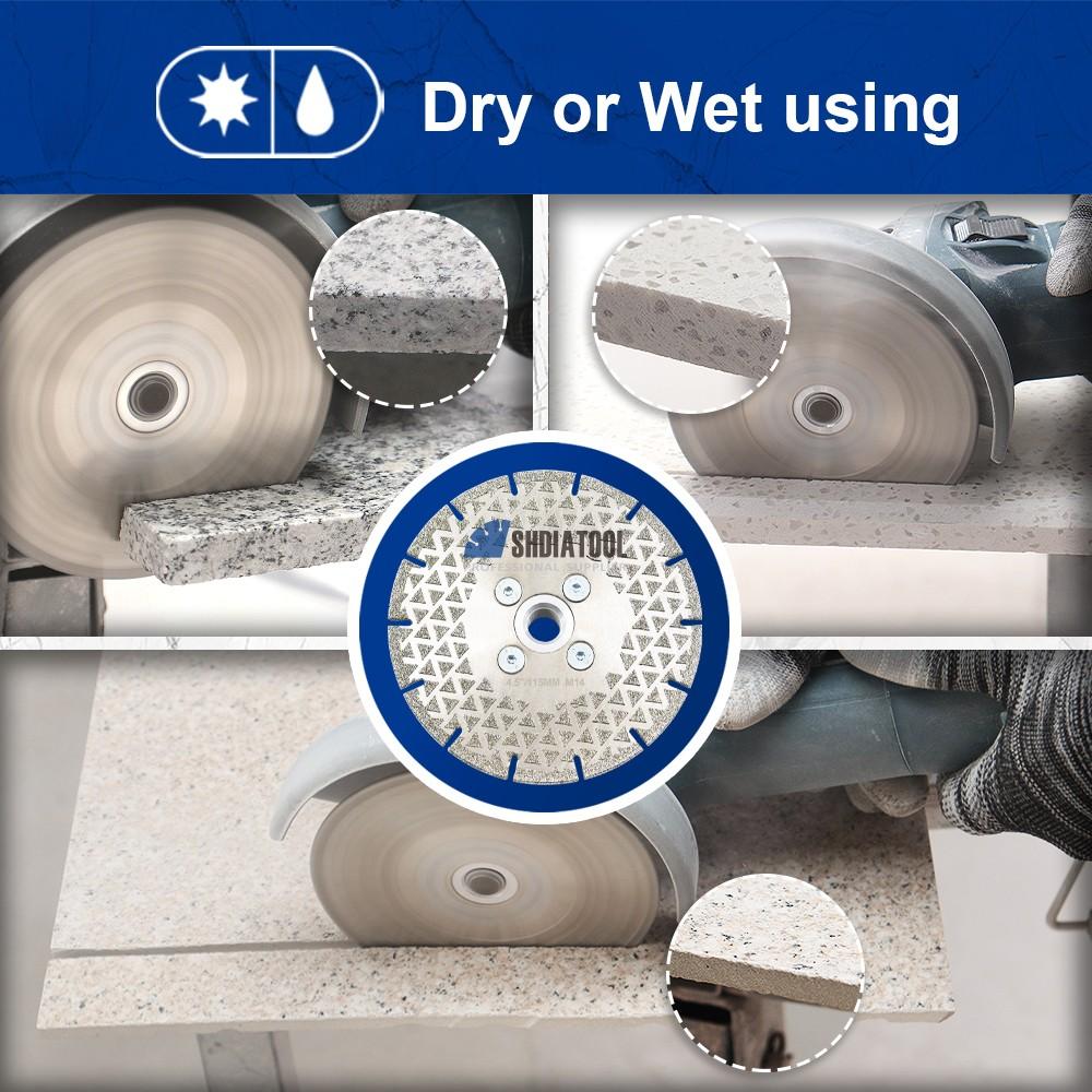Electroplated Double Side Triangle U-groove Shape Diamond Cutting Grinding Disc Saw Blade Abrasive Disc with Flange for Granite