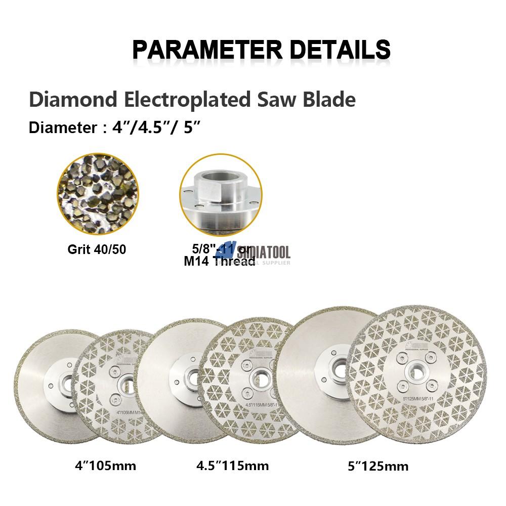 Dia4''/4.5''/5'' Electroplated Reinforced Single Side Diamond Saw Blade Grinding Cutting Disc with M14/ 5/8