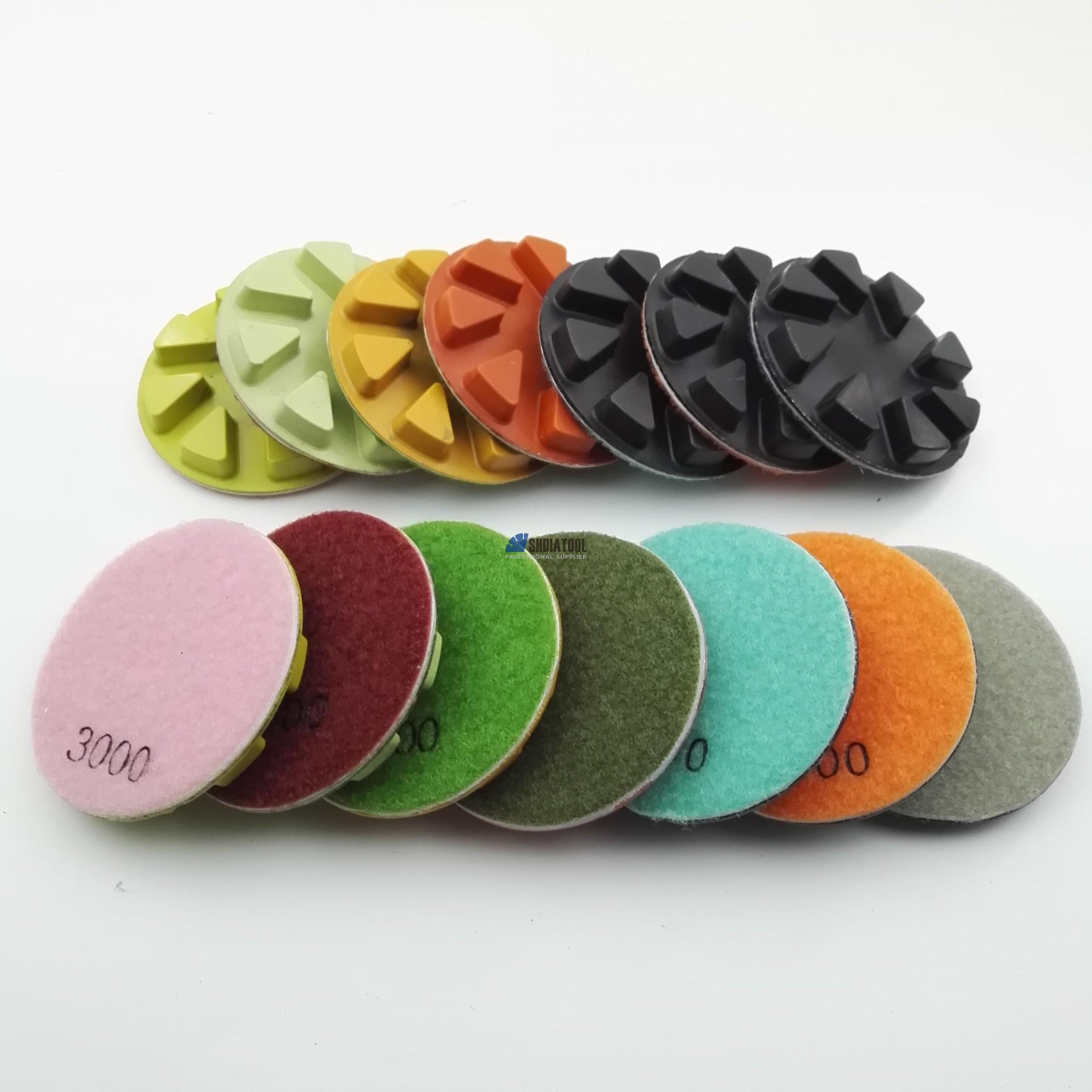 Flexible 3 inch/80mm Resin Bond Wet Dry Diamond Polishing Pads Polishing Disc 8mm Thickness for Concrete Floor Grinder Polisher