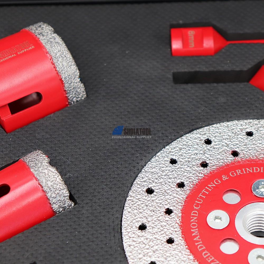 1 Set Boxed (6/8/25/35/50/115mm Grinding Discs/Hex Adapter/Seam Cleaner ) Diamond Drilling Bits Saw Blade Set For Tile Marble