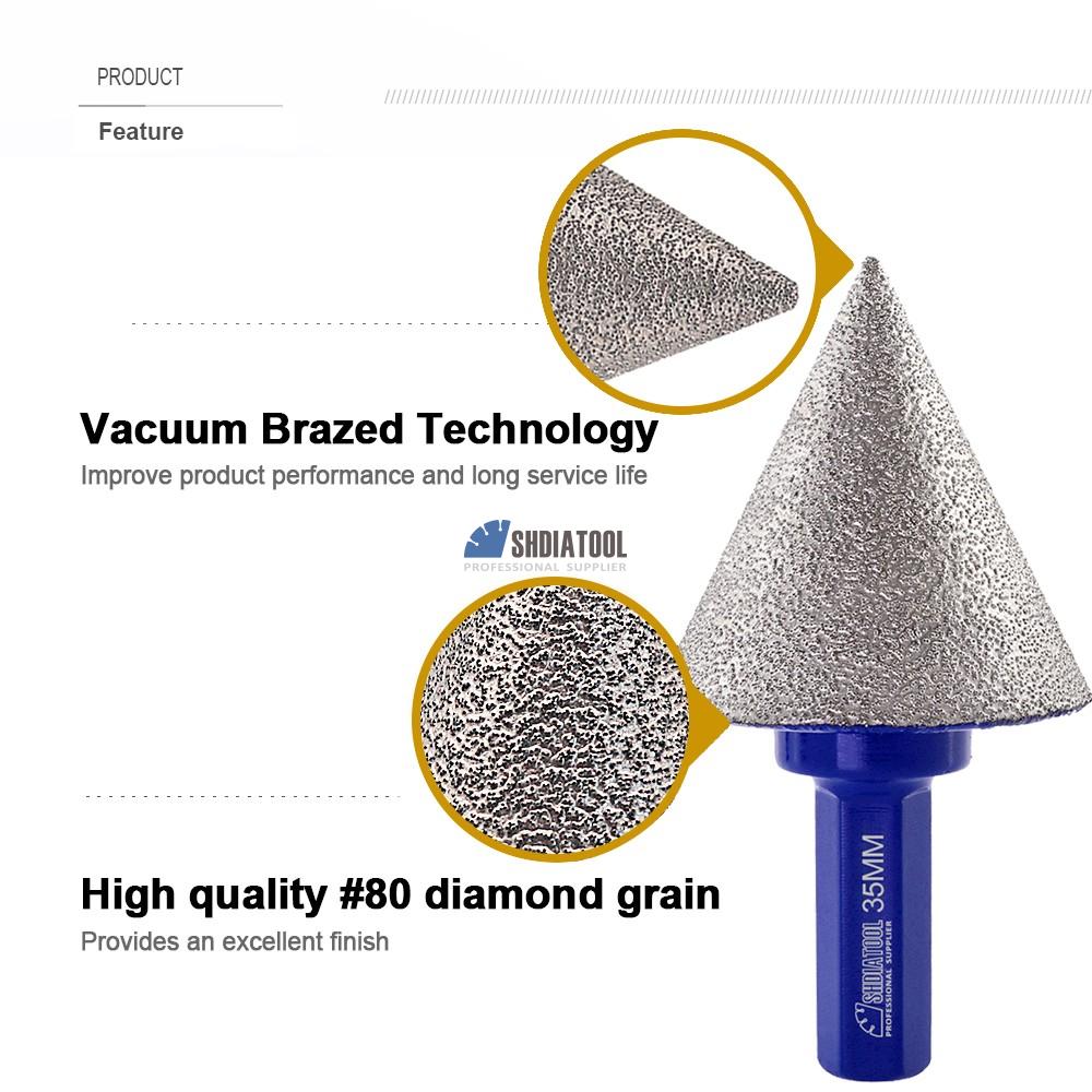 20/35/50mm Hex Shank Diamond Beveling Chamfer Bit For Porcelain Tile Marble Ceramic Granite Quartz