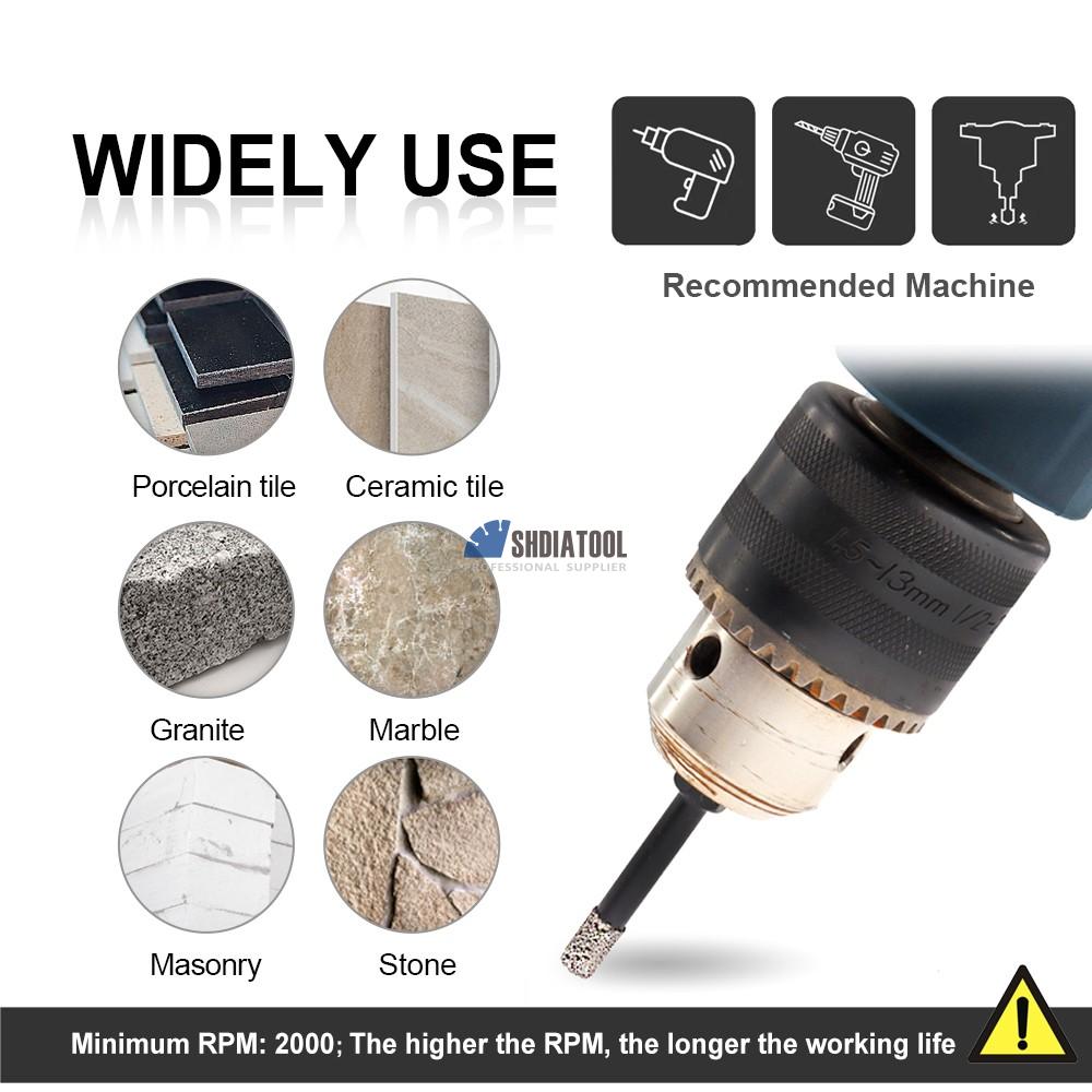 5/6/8/10/12/14mm Vacuum Brazed Diamond Dry Drilling Core Bits Hole Saw with Hex Shank for Tile Masonry Marble