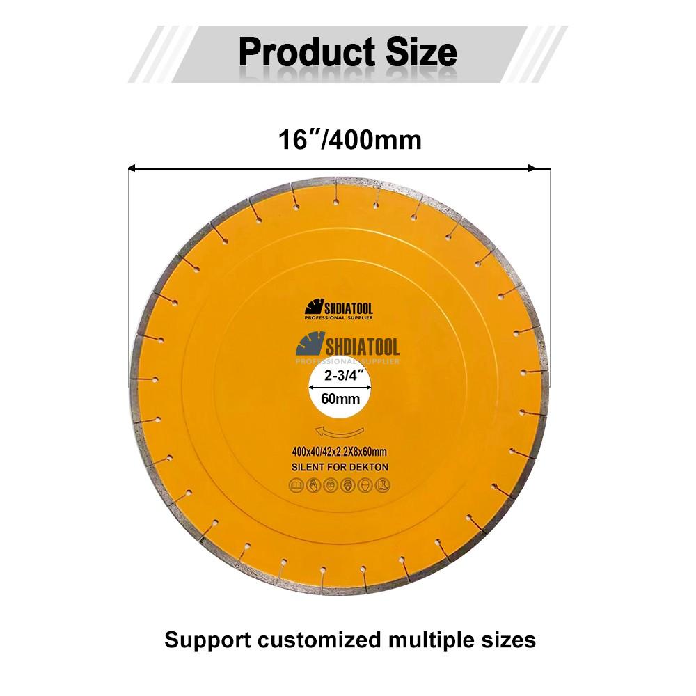 16''/400mm High-frequency Welded DEKTON Silencing Diamond Saw Blade Cutting Disc Cutting Wheel