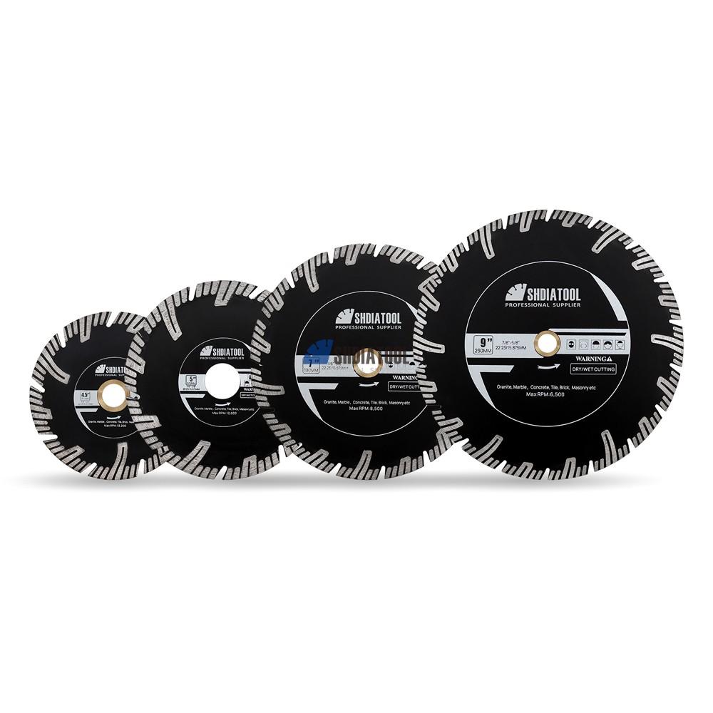 4.5/5/7/9in Hot pressed Sintered Protective Teeth Turbo Segmented Diamond Saw Blade Cutting Blade For Granite Marble Stone