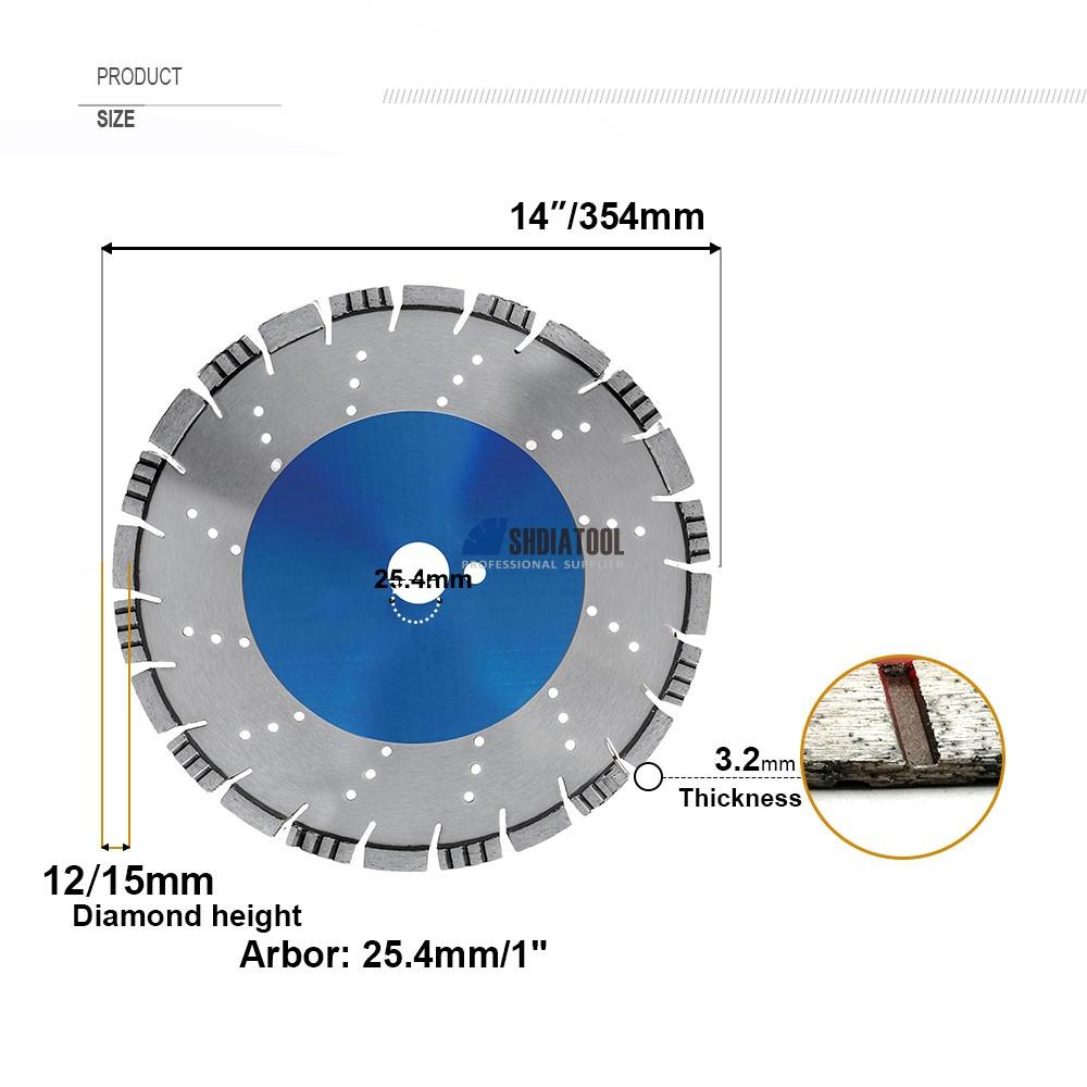 14in/354mm Laser Welded Segmented Diamond Saw Blade Cutting Blade Cutting Disk Wheel for Reinforced Concrete Asphalt Granite