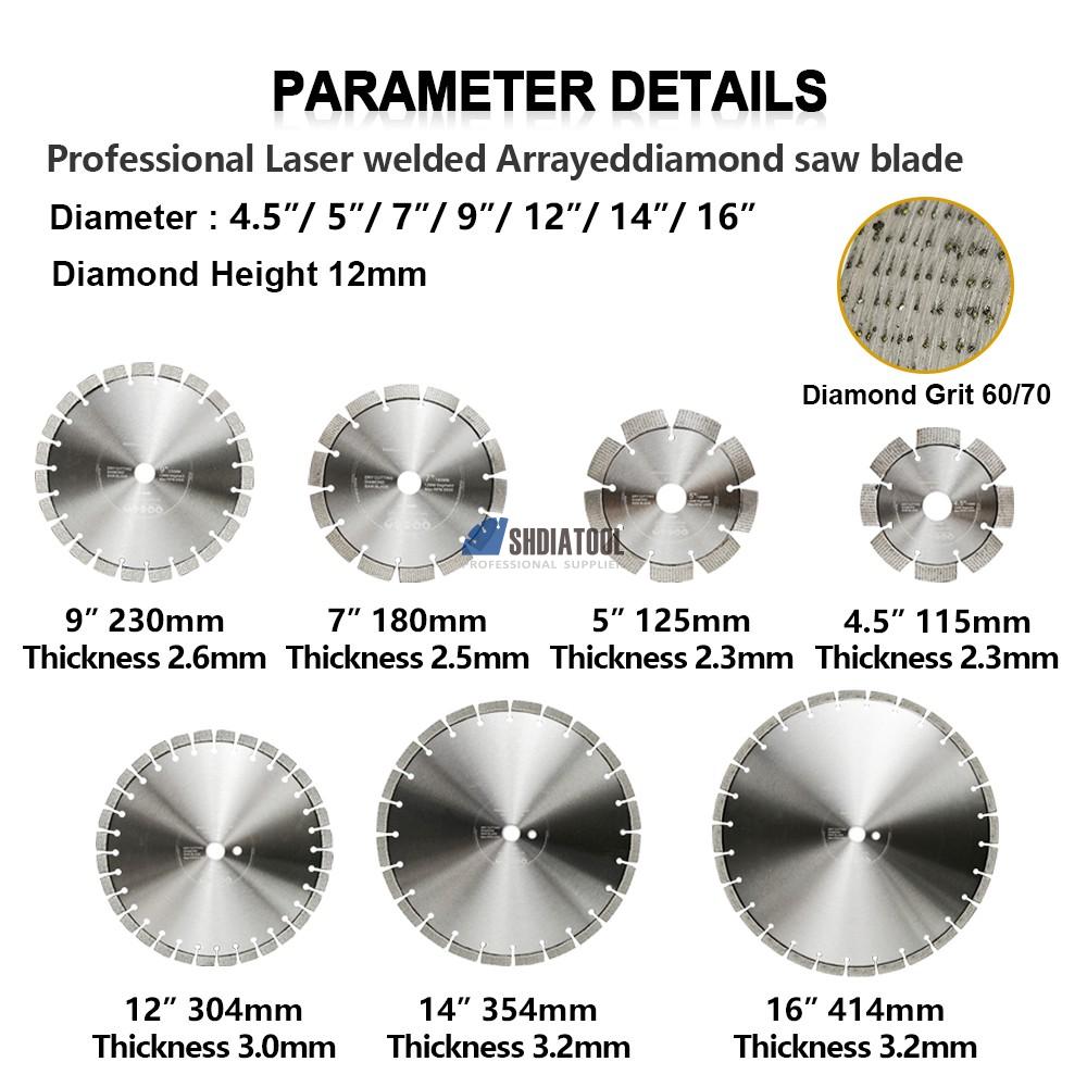 Laser Welded Arrayed Diamond Saw Blade Cutting Grinding Disc Cutting Off Wheel Dry Cutting Hard Material Reinforced Concrete
