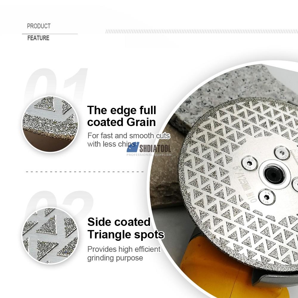 M10 Flange Triangle Spots Double Sided Coated Electroplated Diamond Saw Blade Cutting Grinding Polishing Disc