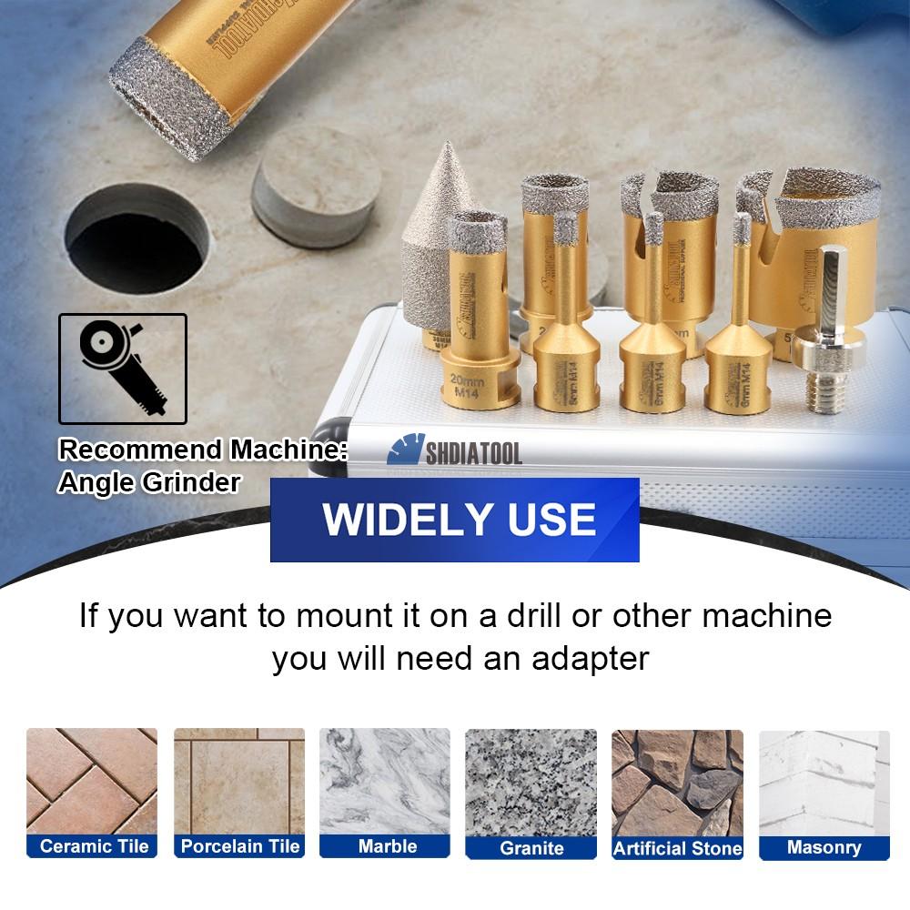 Vacuum Brazed M14 Diamond Core Drill Bit Chamfer Beveling Chamfer Bit Set Granite Hole Saw Kit for Marble Angle Grinder