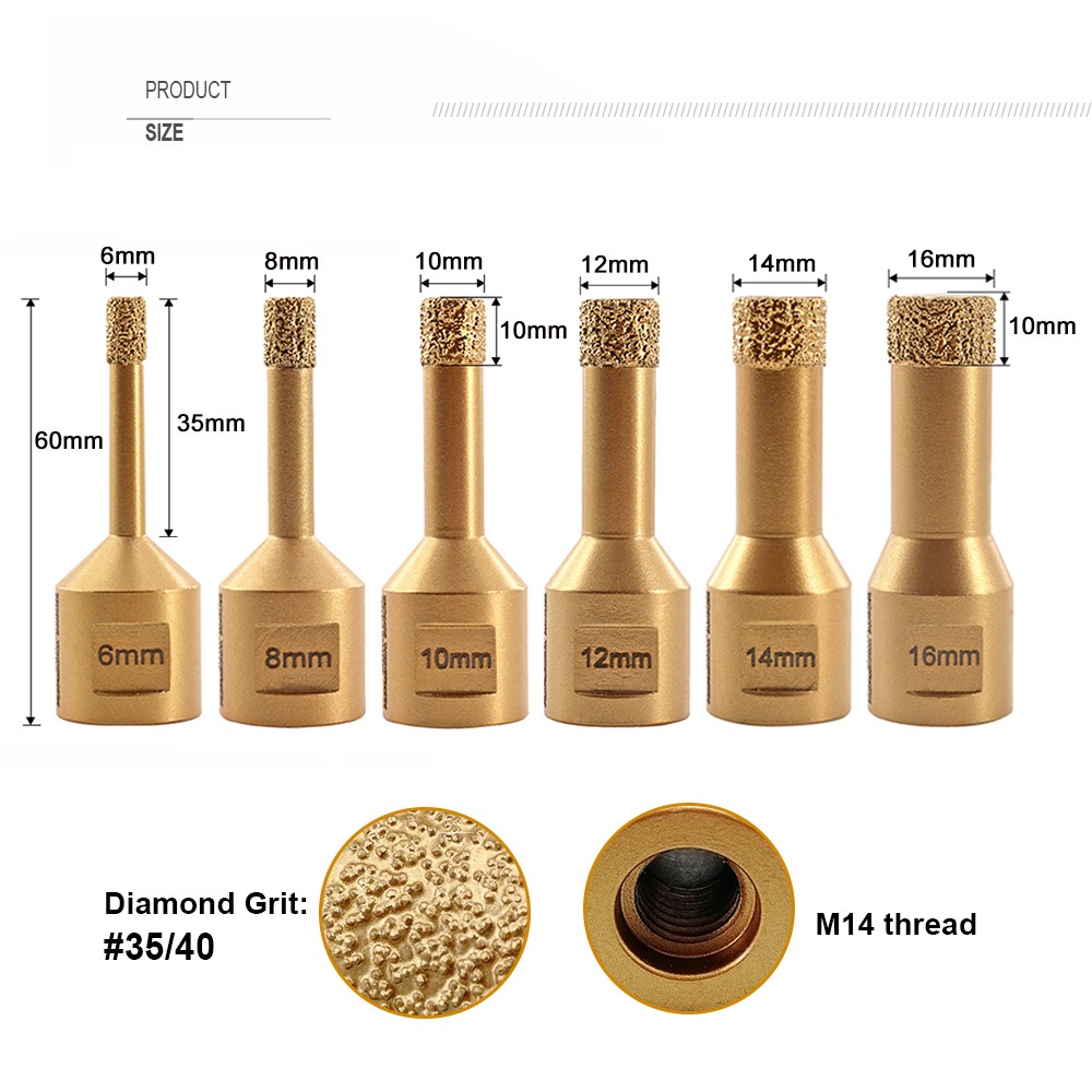 Dia 4-16mm M14 Tile Masonry Hole Cutter Diamond Hole Saw Drill Bits for Granite Marble
