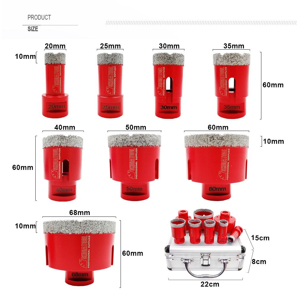 1Set/8PCS Vacuum Brazed M14 Diamond Tools Hole Cutter Marble Tile Diamond Core Drill Bit Set Hole Saw