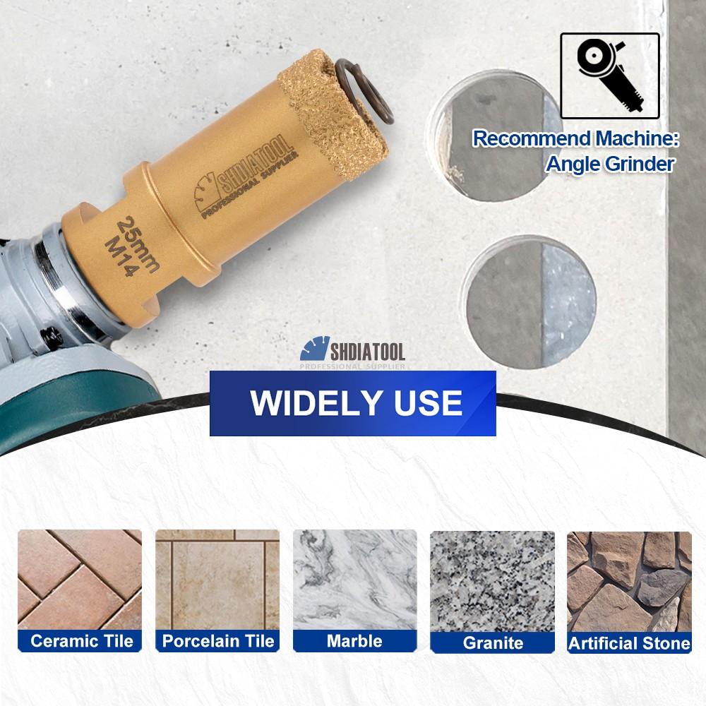 M14 Vacuum Brazing Diamond Core Drill Bit Hole Saw Cutter Hole Opener with Built-in Spring Cut Heat for Tile Granite Marble