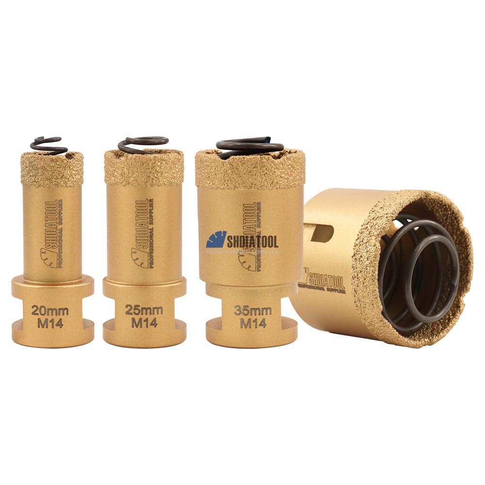 M14 Vacuum Brazing Diamond Core Drill Bit Hole Saw Cutter Hole Opener with Built-in Spring Cut Heat for Tile Granite Marble