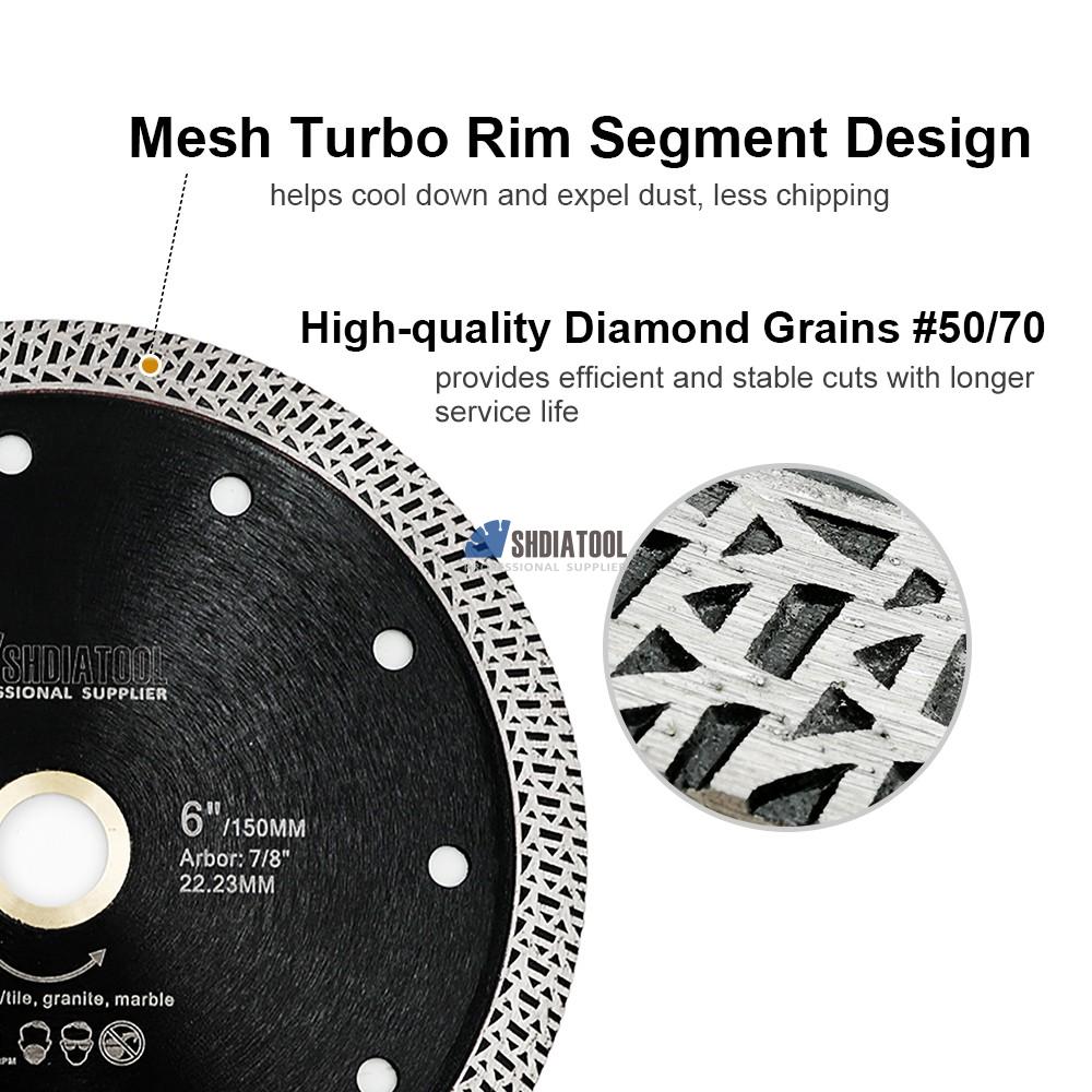 4''/4.5''/5''/7''/9'' Hot Pressed Mesh Turbo Diamond Blade Cutting Disc Diamond Saw Blade for Granite Marble Ceramics