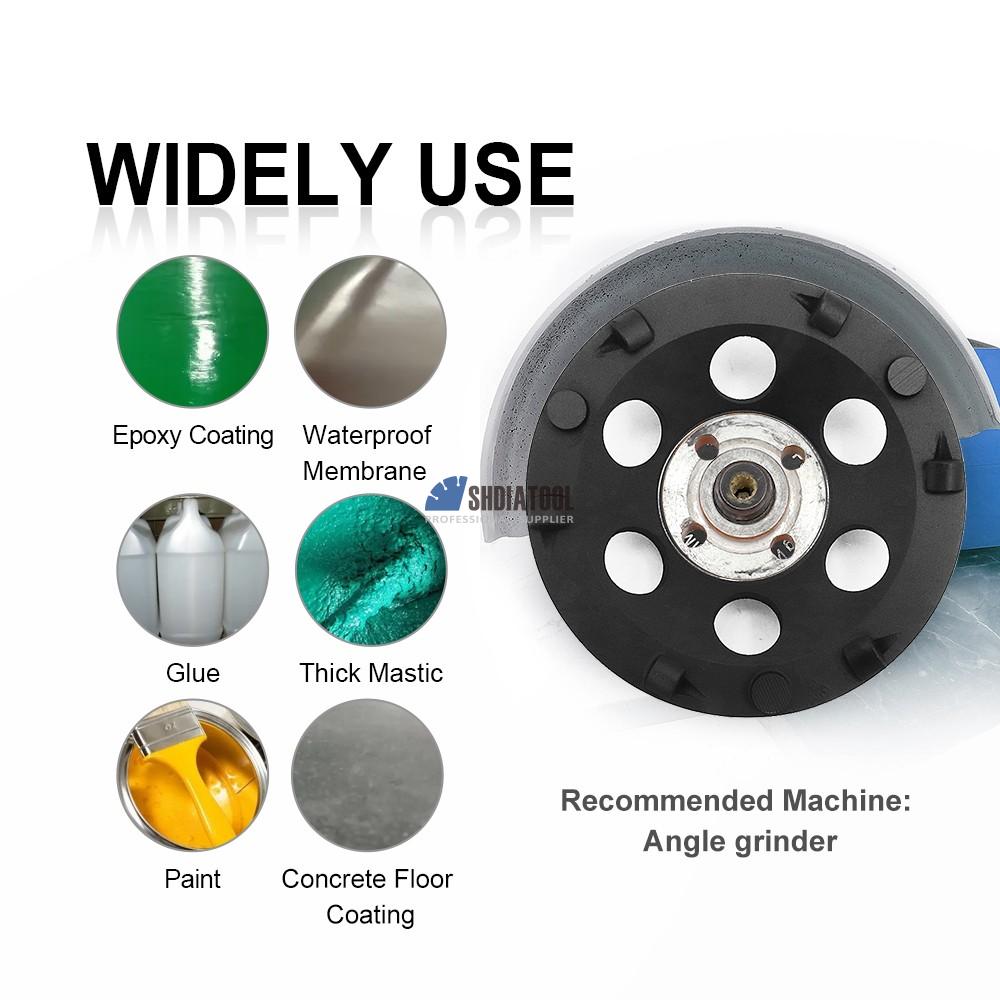 4.5in/5in/7in Diamond PCD Grinding Cup Wheel Poly Crystalline Grinding Disc for Epoxy Coating Removal with M14/5/8''-11 Thread