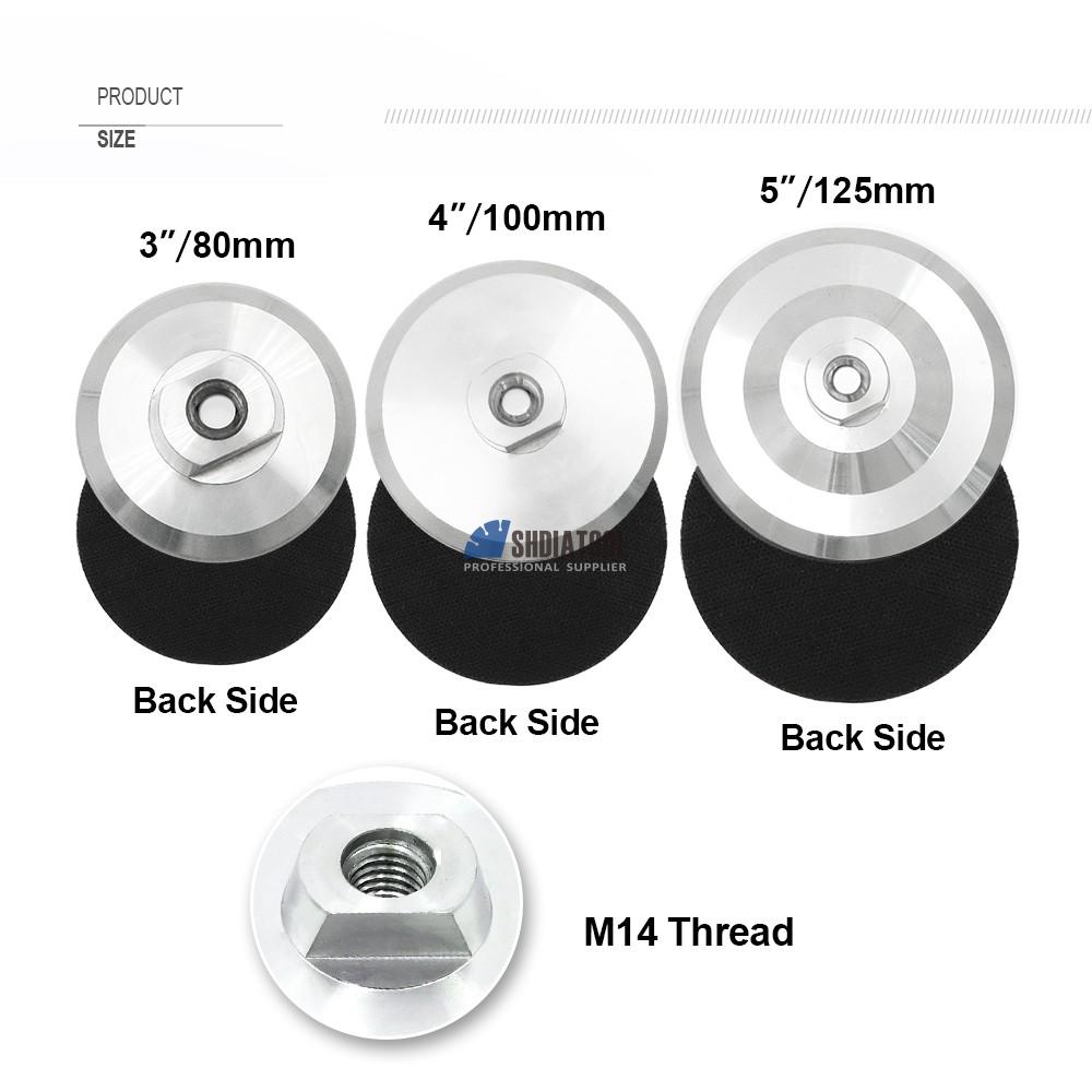 M14/5/8''-11 Thread 3in/4in/5in Rubber/Aluminum Polisher Pad Backer Holder for Diamond Resin Polishing Pad Angle Grinder Adapter