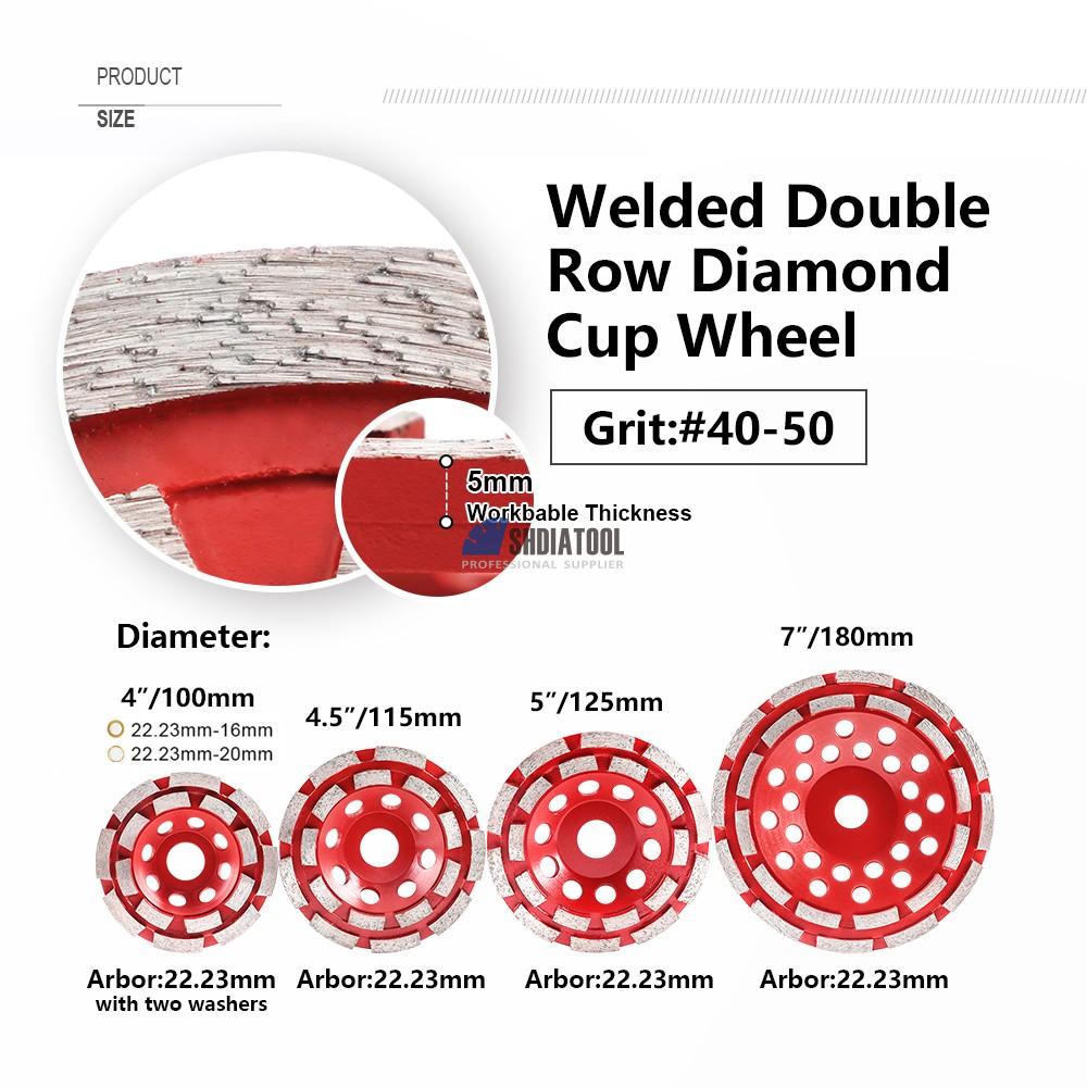 Dia 4''-7'' Professional Diamond Welded Double Row Grinding Cup Wheel Grinding Disc Cutting Wheel for Granite Marble