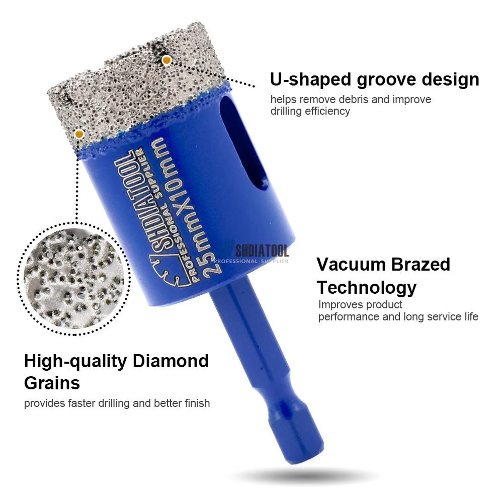 20/25mm Vacuum Brazed Quick-Fit Shank Diamond Tools Cutting Bit Hole Saw Diamond Core Drill Bit Drilling Bits for Granite Marble