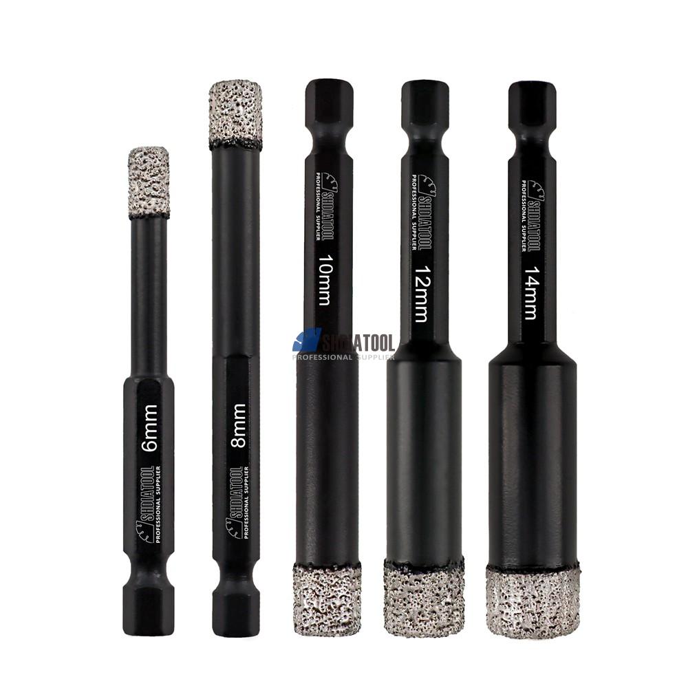 Dry Diamond Drill Bits Diamond Hole Saw Vacuum Brazed Diamond Core Drill Bit Quick-fit Shank for Porcelain Tile Granite Marble